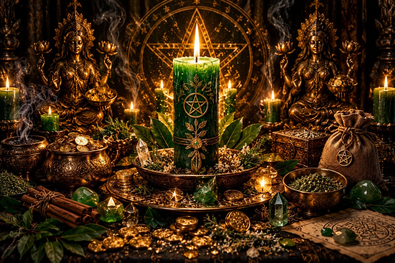 Green Candle Abundance Spell