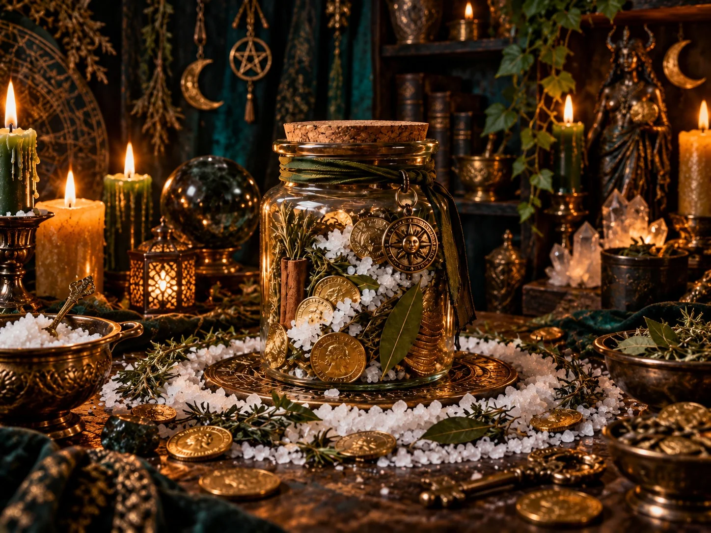 Salt and Coin Abundance Jar